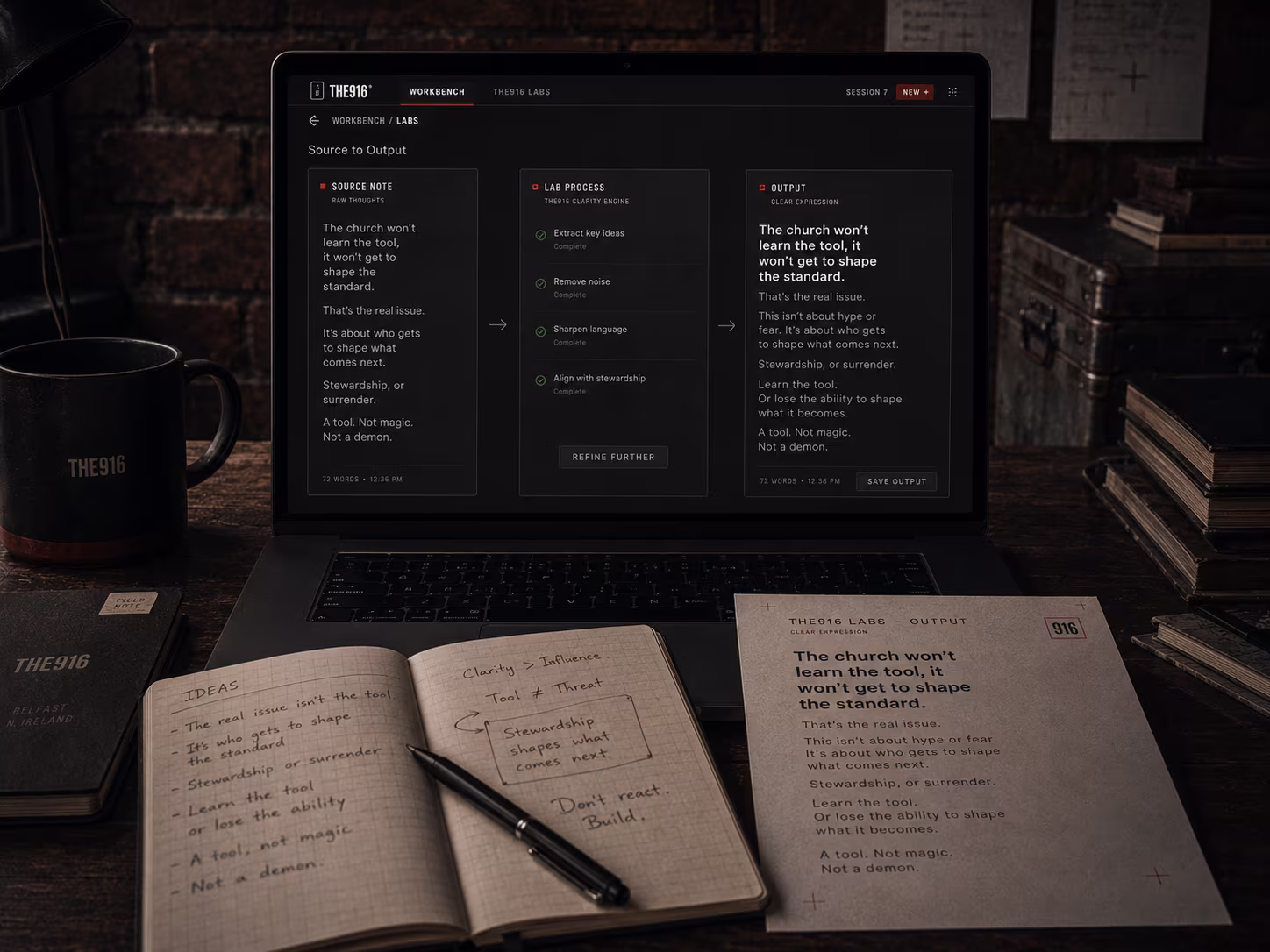 The916 Creator Workbench Labs interface mockup